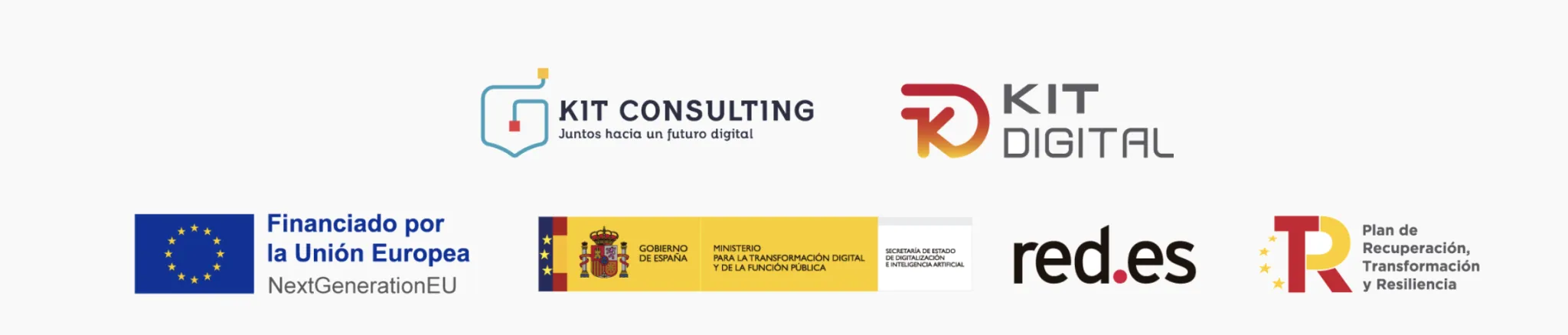 Identidades institucionales de Kit Consulting, Red.es, Gobierno de España, Unión Europea y Plan de Recuperación